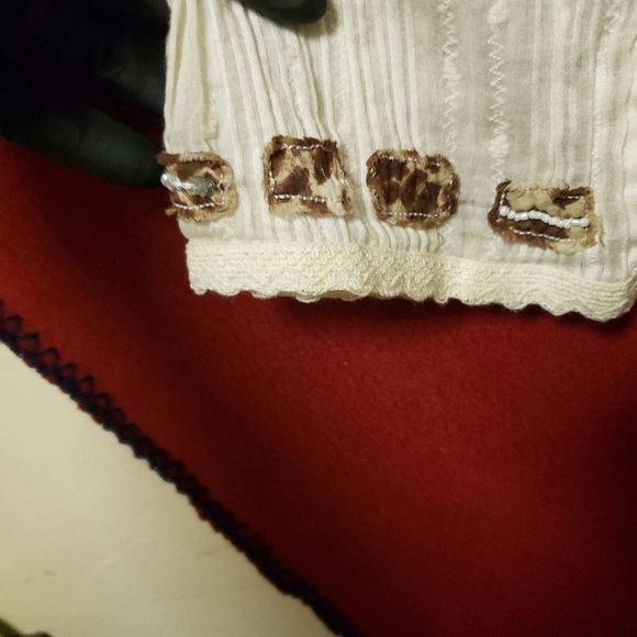 VINTAGE SEDUZIONE V NECK TOP W/ APPLIQUE/BEADS/STONES /SLIT BELL SLEEVES/S/ - Picture 8 of 9